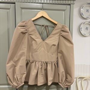 J.ING Tan Puff Sleeve Blouse